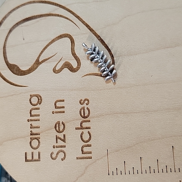 Silver Sprig Crawler Style Stud Earrings - Picture 5 of 6